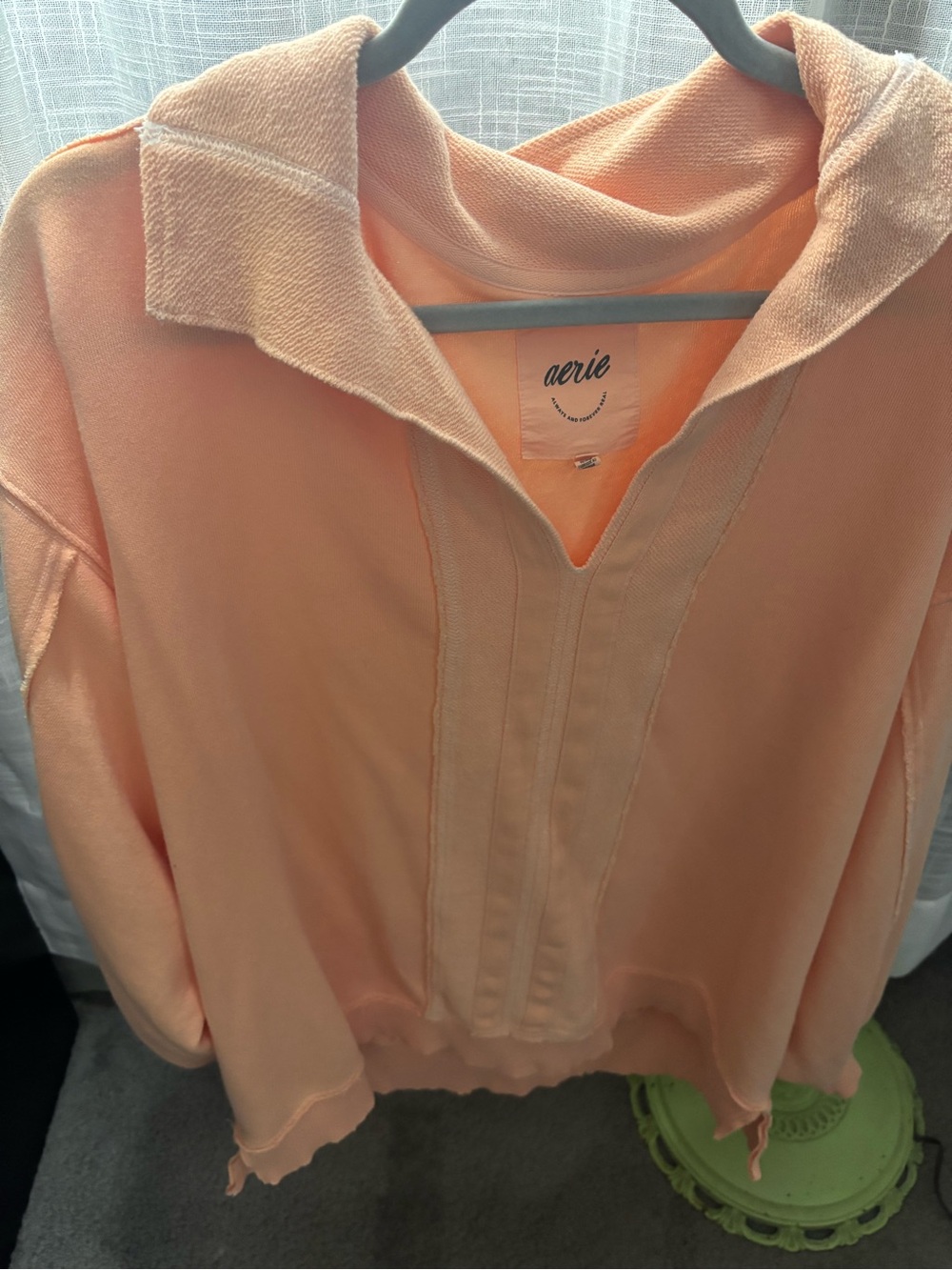 aerie Peach Collared Pullover